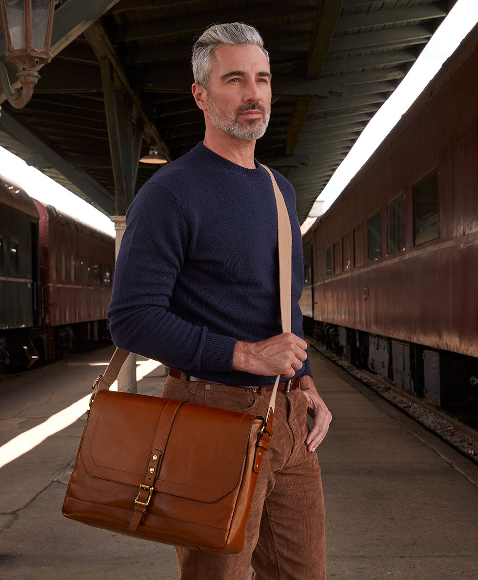 Male - Messenger II Bag - Heritage - tan - by Patricia Nash - View 6 of 6
