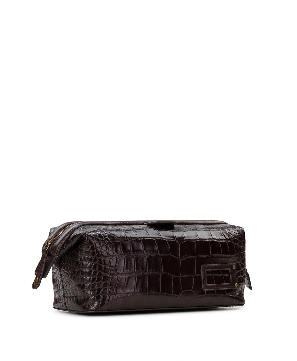 Male - Croc Travel Case - Modena - brown - by Patricia Nash - View 3 of 4