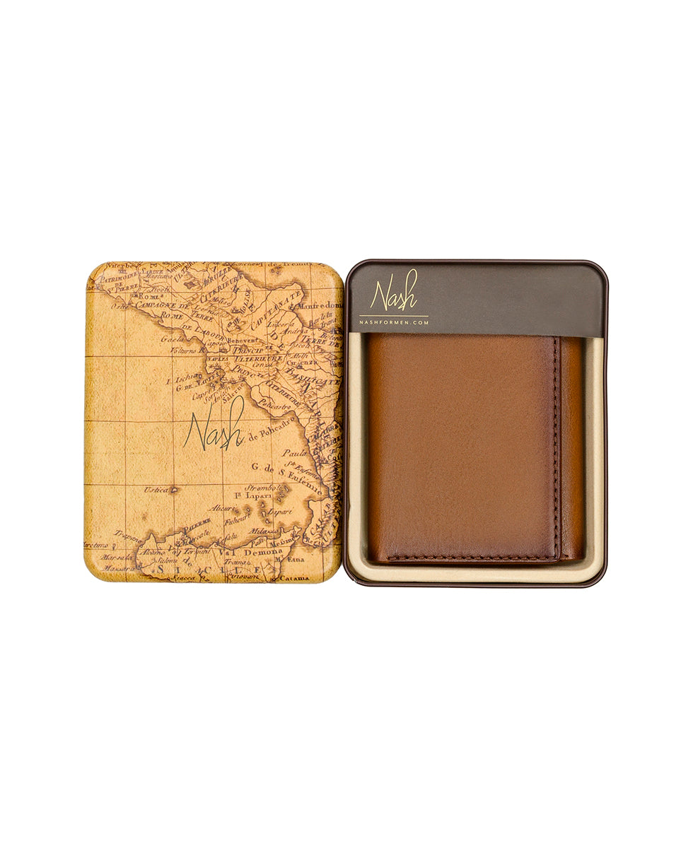 Trifold ID Wallet - Hand Stained Heritage - whiskey - by Patricia Nash - View 4 of 4