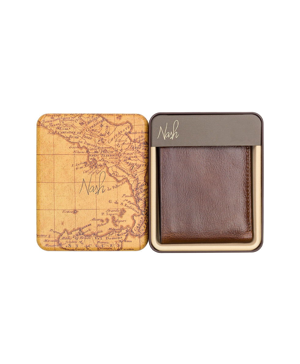 Mens - Double Billfold ID Wallet - Firenze - chestnut - by Patricia Nash - View 4 of 5
