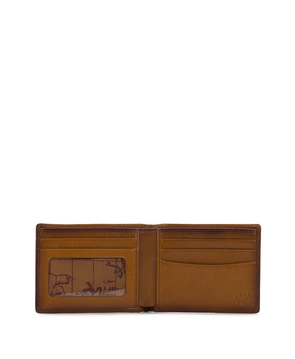 Mens - Double Billfold ID Wallet - Hand Stained Heritage - whiskey - by Patricia Nash - View 2 of 4