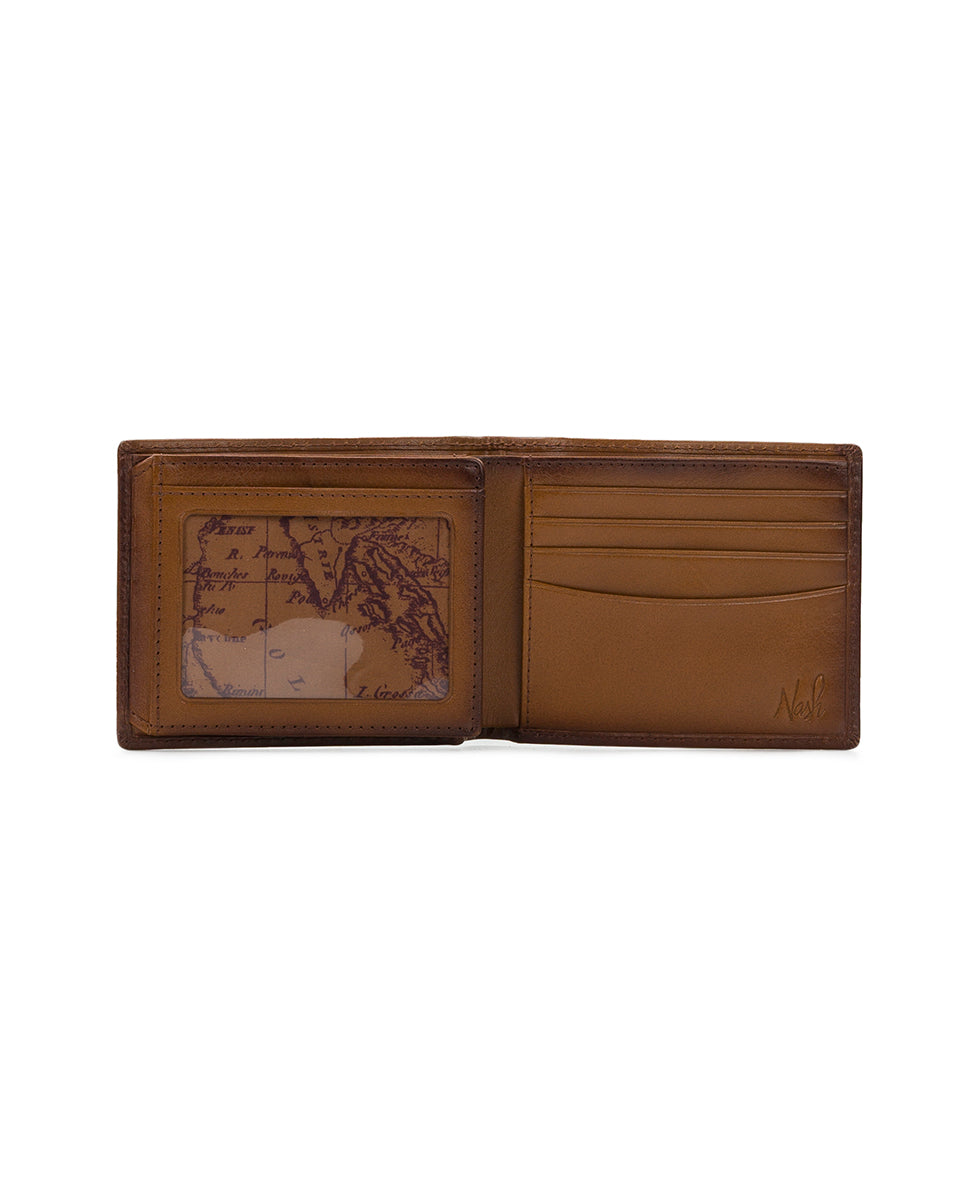 Mens - Flip Passcase ID Wallet - Hand Stained Heritage - whiskey - by Patricia Nash - View 2 of 5