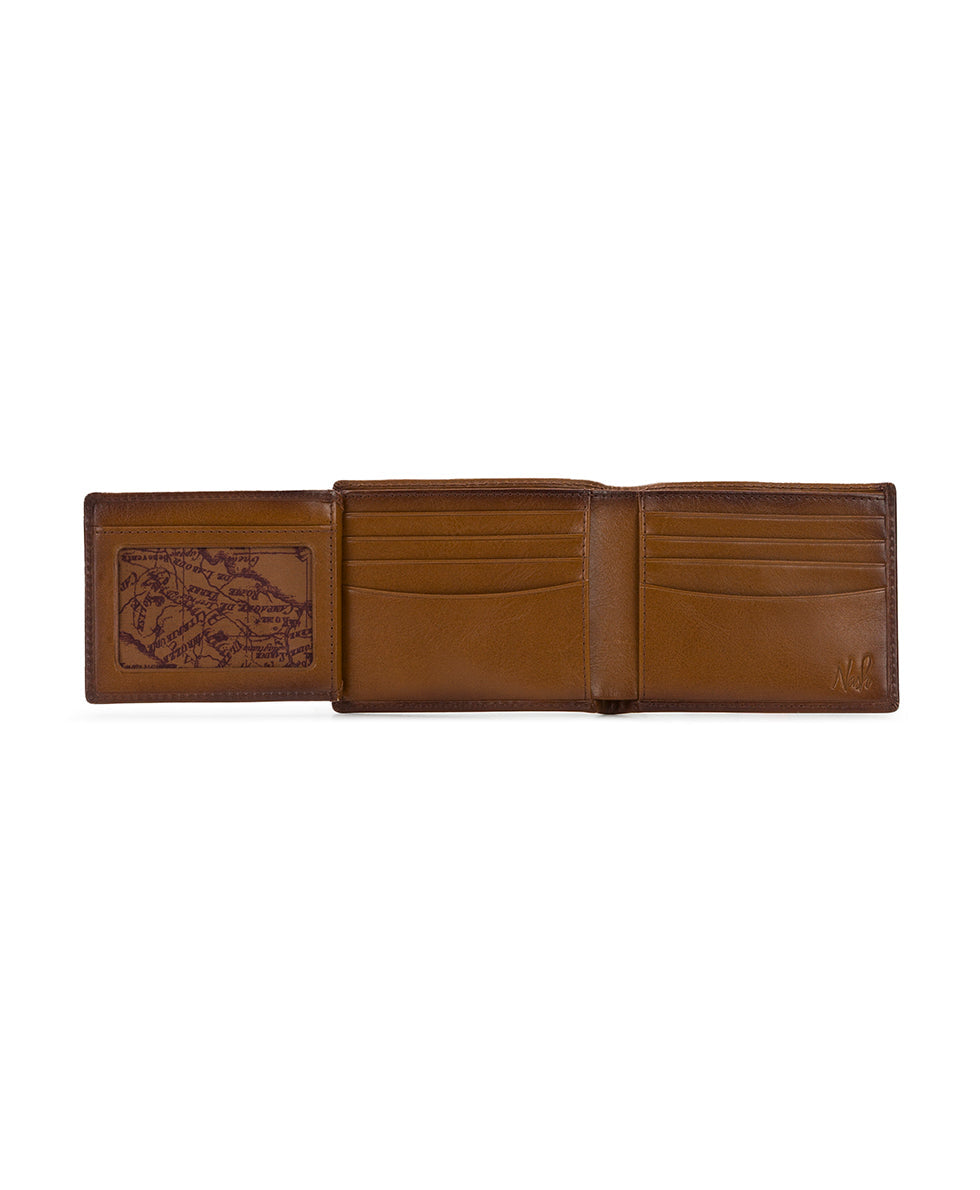 Mens - Flip Passcase ID Wallet - Hand Stained Heritage - whiskey - by Patricia Nash - View 3 of 5