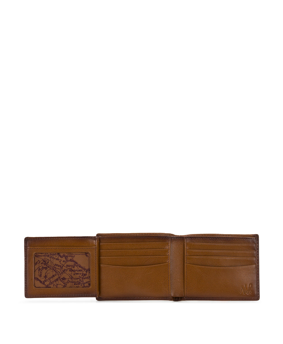 Mens - Flip Passcase ID Wallet - Hand Stained Heritage - whiskey - by Patricia Nash - View 3 of 5
