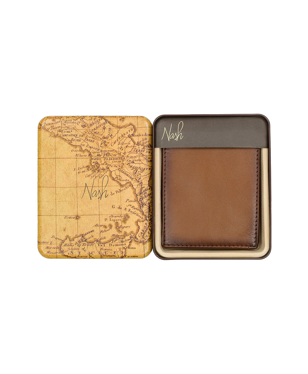 Mens - Flip Passcase ID Wallet - Hand Stained Heritage - whiskey - by Patricia Nash - View 5 of 5