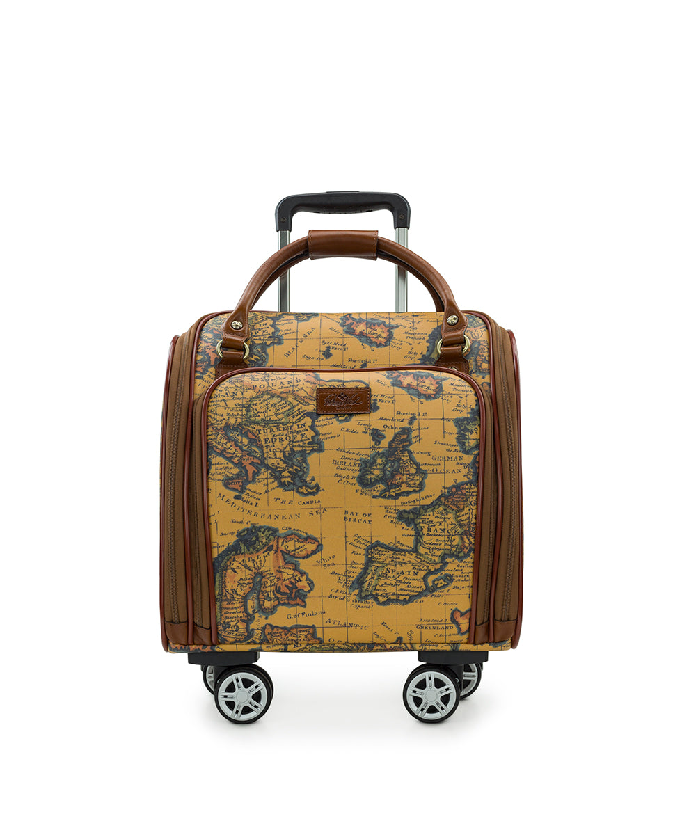 Female - Vitalia Underseater Trolley - Patina Coated Linen Canvas European Map Print - european map - by Patricia Nash - View 1 of 5