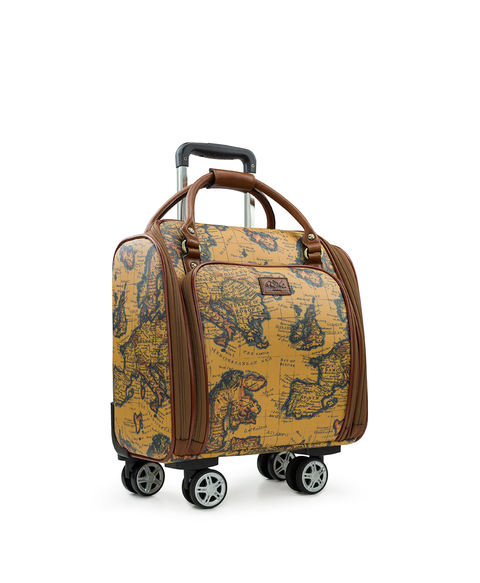 Female - Vitalia Underseater Trolley - Patina Coated Linen Canvas European Map Print - european map - by Patricia Nash - View 3 of 5