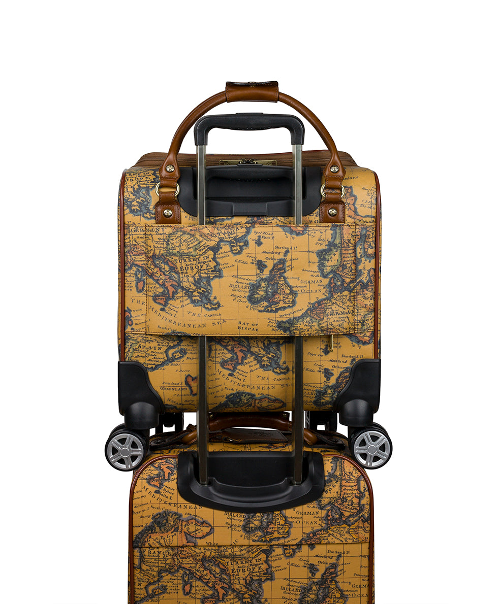 Female - Vitalia Underseater Trolley - Patina Coated Linen Canvas European Map Print - european map - by Patricia Nash - View 5 of 5