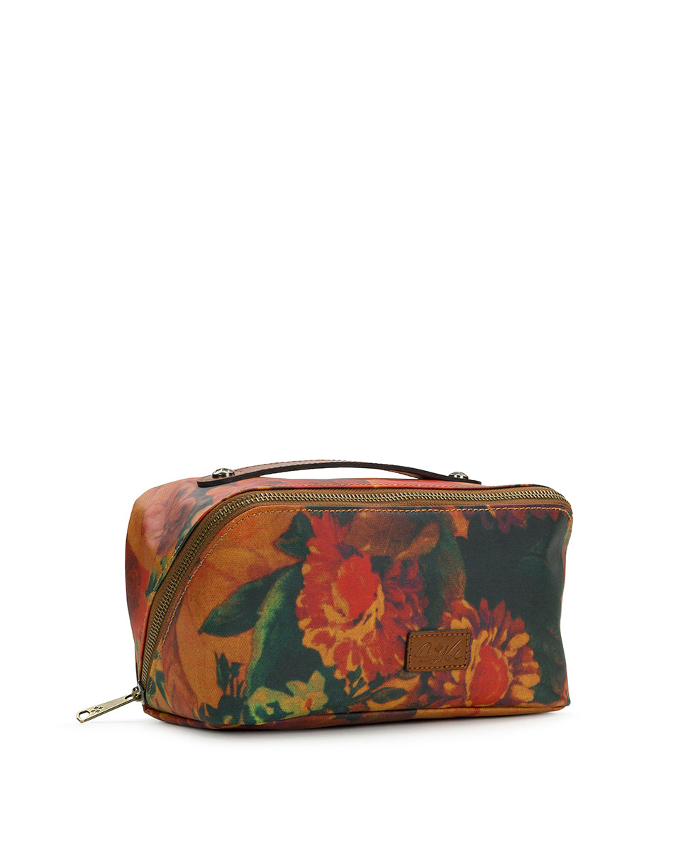 Female - Clancy Cosmetic Case - Patina Coated Linen Canvas - Multi Print - multi print - by Patricia Nash - View 3 of 4