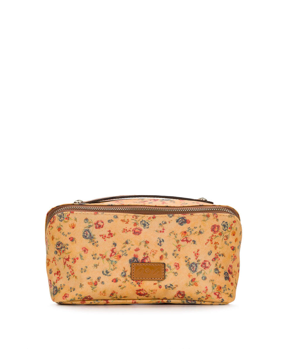 Female - Clancy Cosmetic Case - Patina Coated Linen Canvas - Fleur de Jardin - fleur de jardin - by Patricia Nash - View 1 of 4