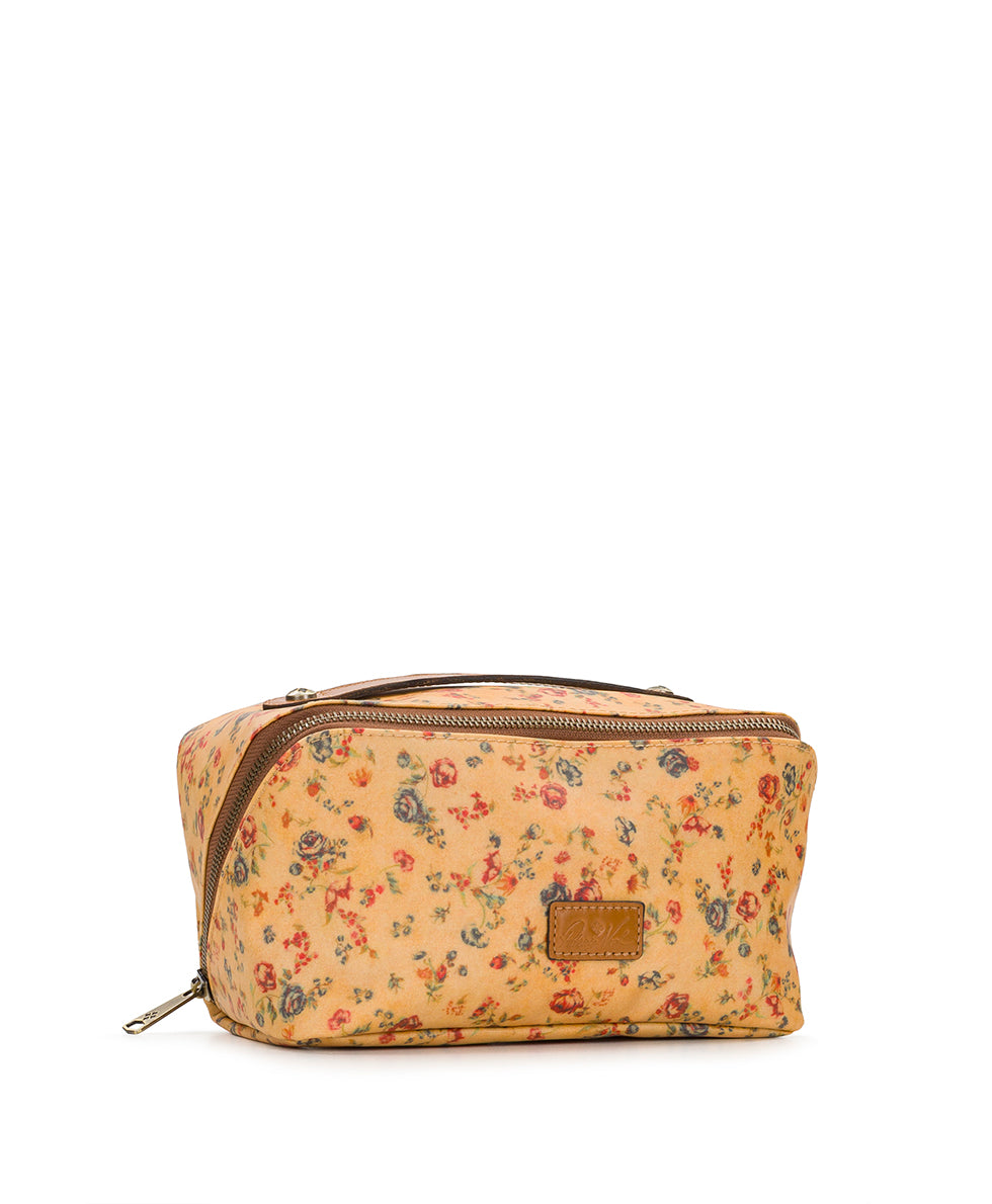 Female - Clancy Cosmetic Case - Patina Coated Linen Canvas - Fleur de Jardin - fleur de jardin - by Patricia Nash - View 3 of 4