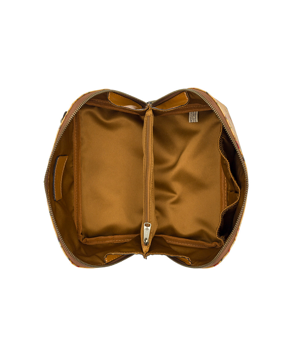 Female - Clancy Cosmetic Case - Patina Coated Linen Canvas - Fleur de Jardin - fleur de jardin - by Patricia Nash - View 4 of 4