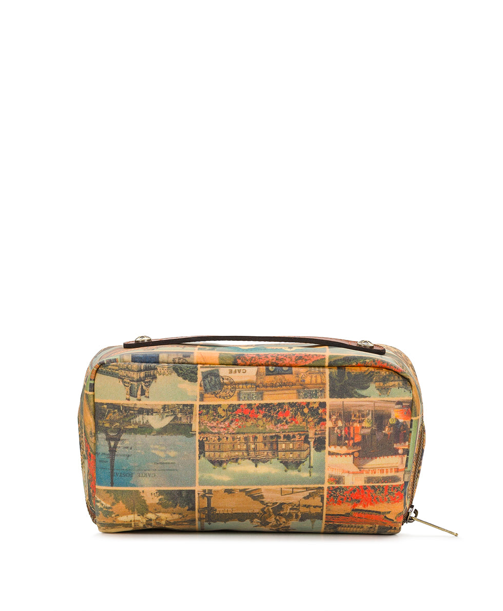 Female - Clancy Cosmetic Case - Patina Coated Linen Canvas - Postcards From Paris - postcards from paris - by Patricia Nash - View 2 of 4