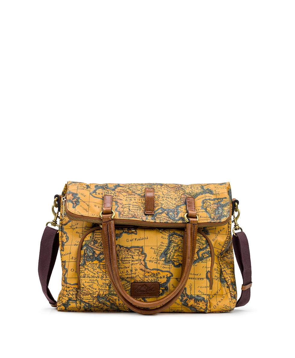 Trapani Convertible Backpack - Patina Coated Linen Canvas European Map - european map - by Patricia Nash - View 2 of 6