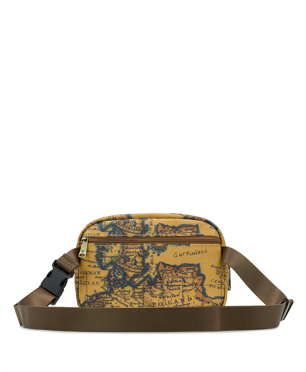 Female - Tremezzo Belt Bag - Patina Coated Linen Canvas — European Map Print - european map - by Patricia Nash - View 2 of 5
