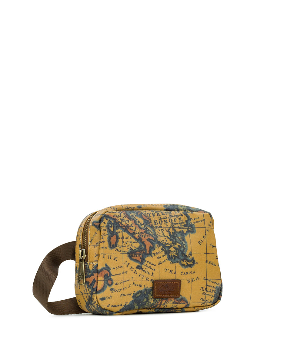 Female - Tremezzo Belt Bag - Patina Coated Linen Canvas — European Map Print - european map - by Patricia Nash - View 3 of 5