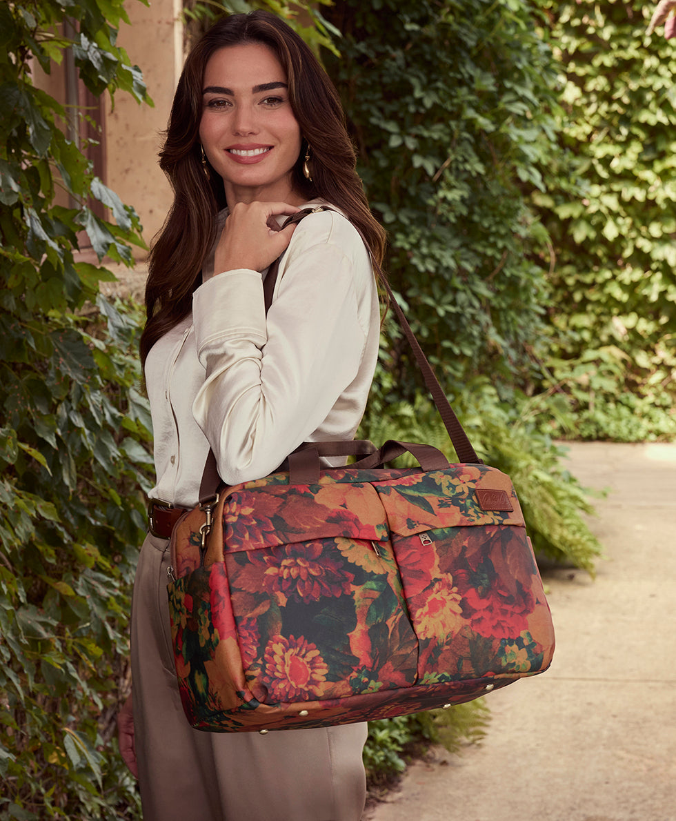 Calise Luggage Duffel - Patina Coated Linen Canvas - Multi Print