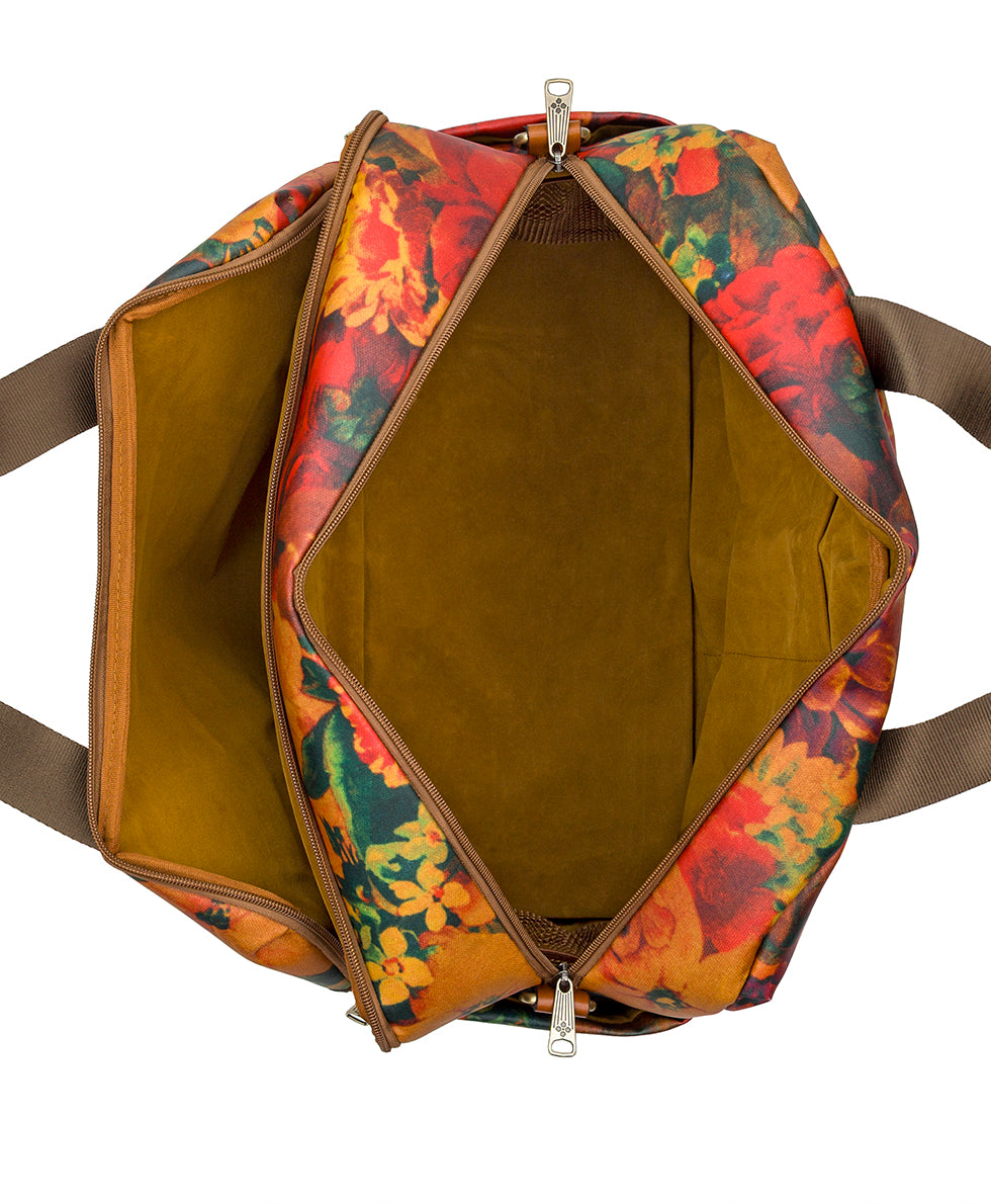 Female - Calise Luggage Duffel - Patina Coated Linen Canvas - Multi Print - multi print - by Patricia Nash - View 4 of 6