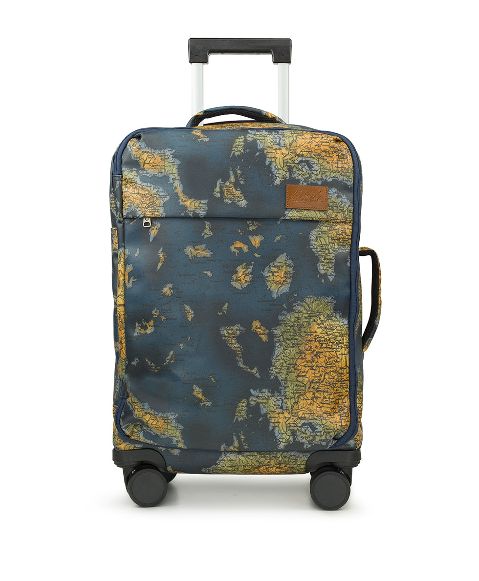 Female - Cagliari Roller Duffel - Patina Coated Linen Canvas ‑ Greek Map - greek map - by Patricia Nash - View 1 of 6