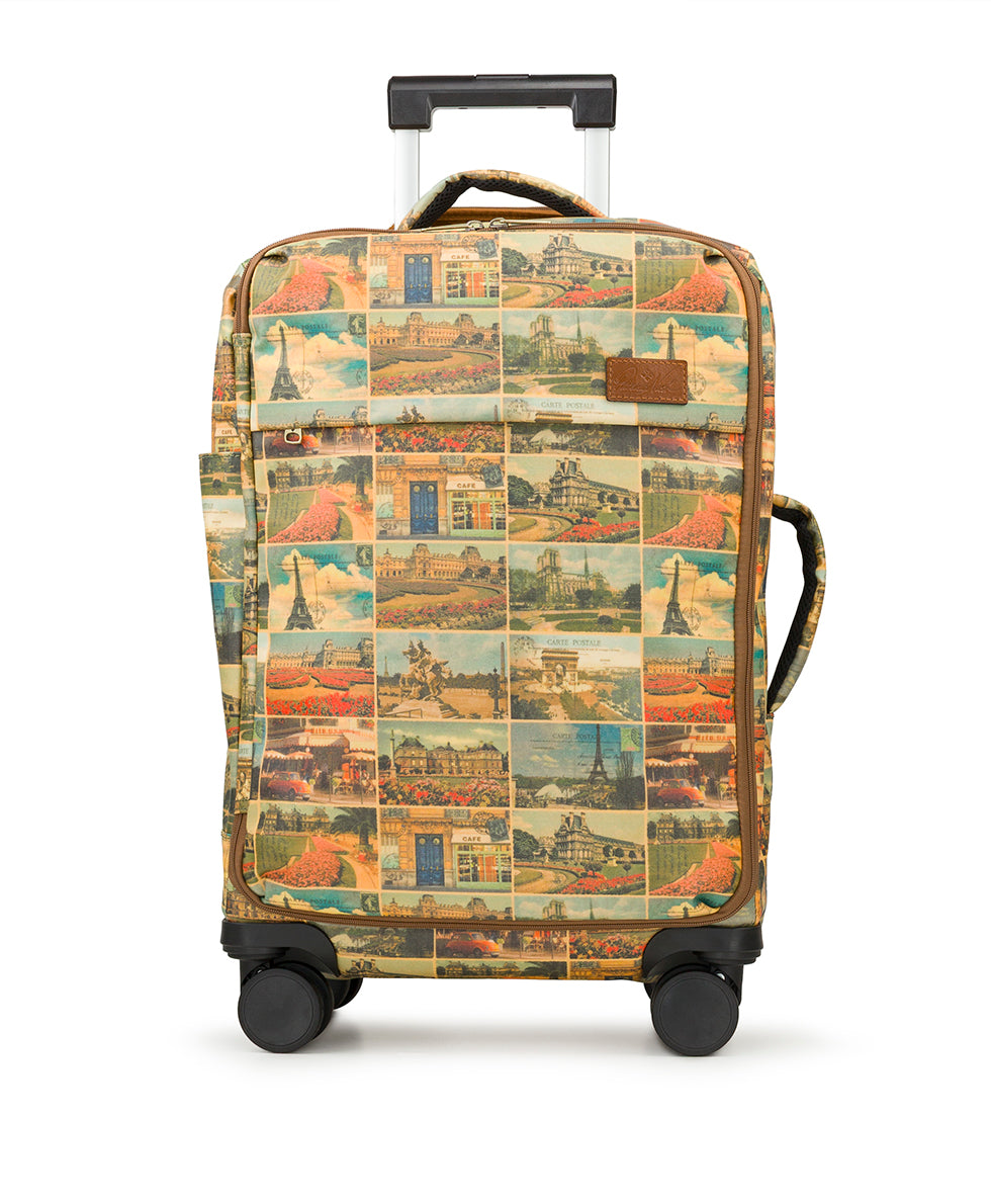 Female - Cagliari Roller Duffel - Patina Coated Linen Canvas - Postcards From Paris - postcards from paris - by Patricia Nash - View 1 of 5