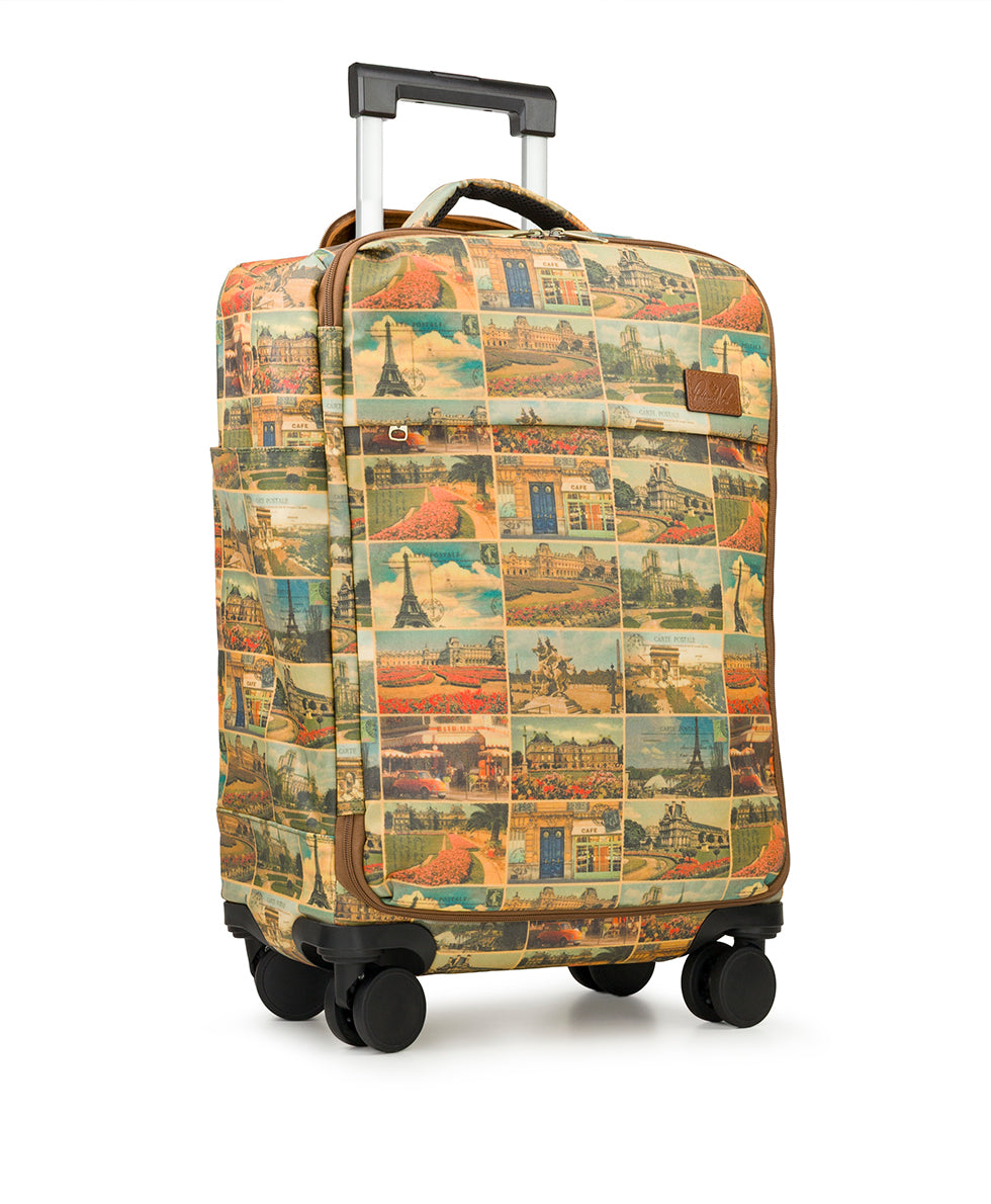 Female - Cagliari Roller Duffel - Patina Coated Linen Canvas - Postcards From Paris - postcards from paris - by Patricia Nash - View 3 of 5