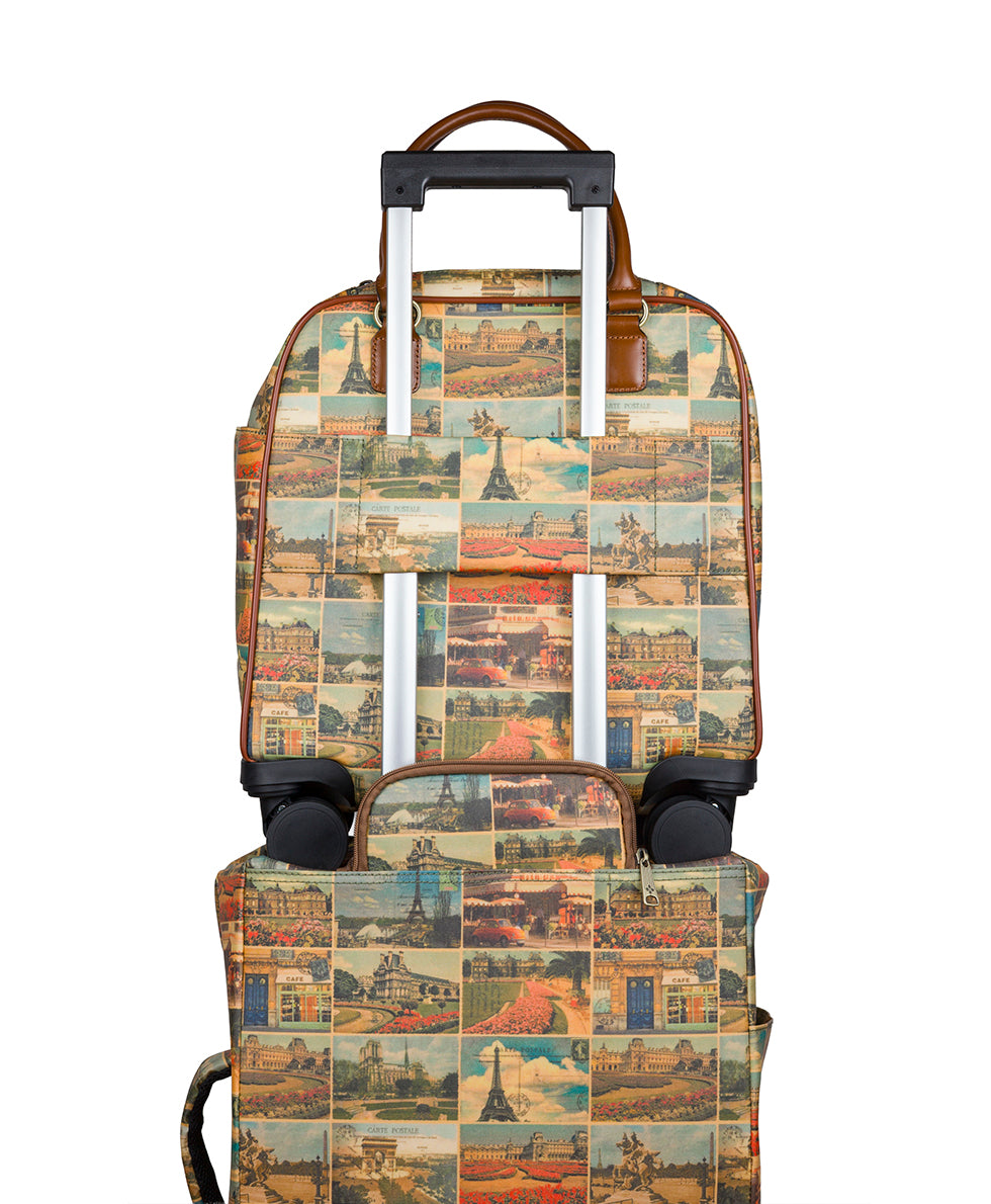 Female - Cagliari Roller Duffel - Patina Coated Linen Canvas - Postcards From Paris - postcards from paris - by Patricia Nash - View 5 of 5