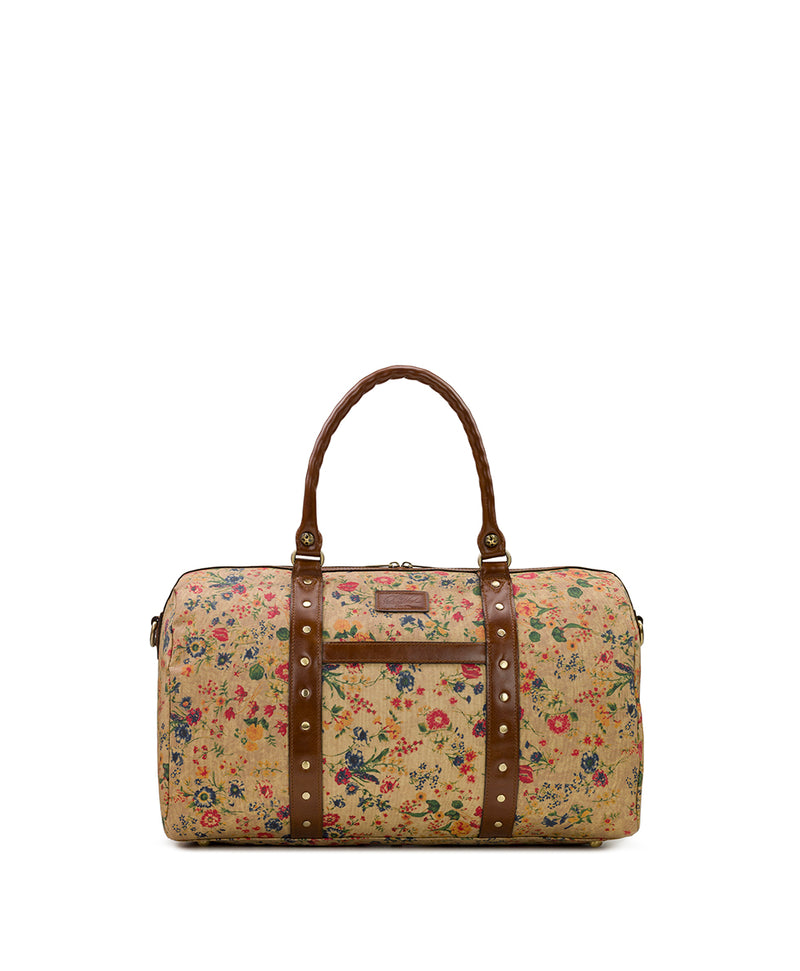 Milano Weekender Duffel Bag - Patina Coated Linen Canvas Prairie Rose