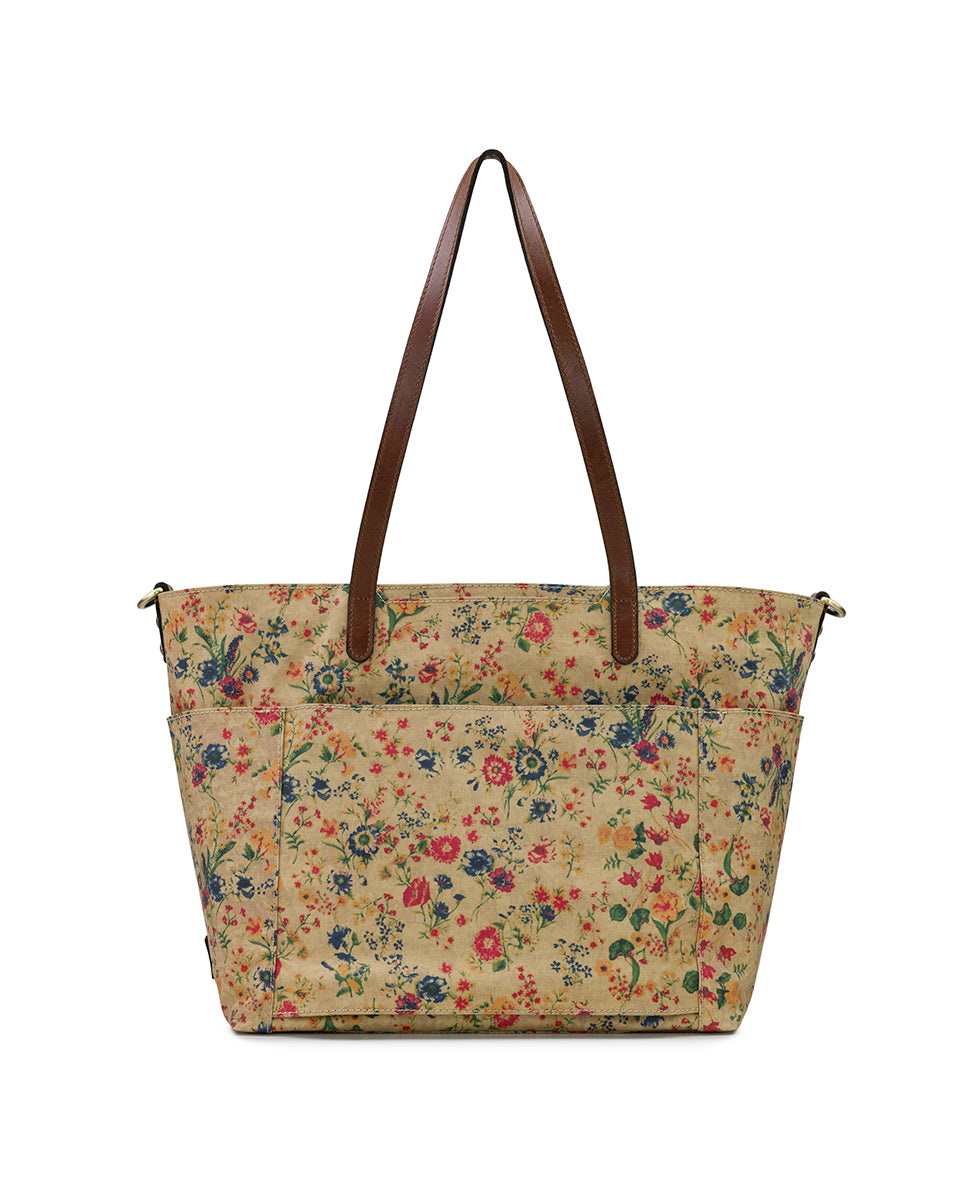 Sorlana Tote - Patina Coated Linen Canvas Prairie Rose – Patricia Nash