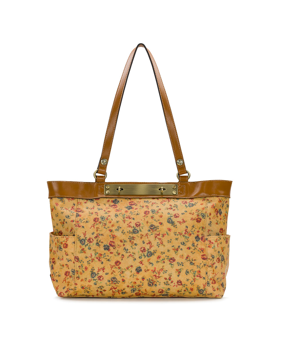 Female - Ria Tote - Patina Coated Linen Canvas – Fleur de Jardin - fleur de jardin - by Patricia Nash - View 1 of 4