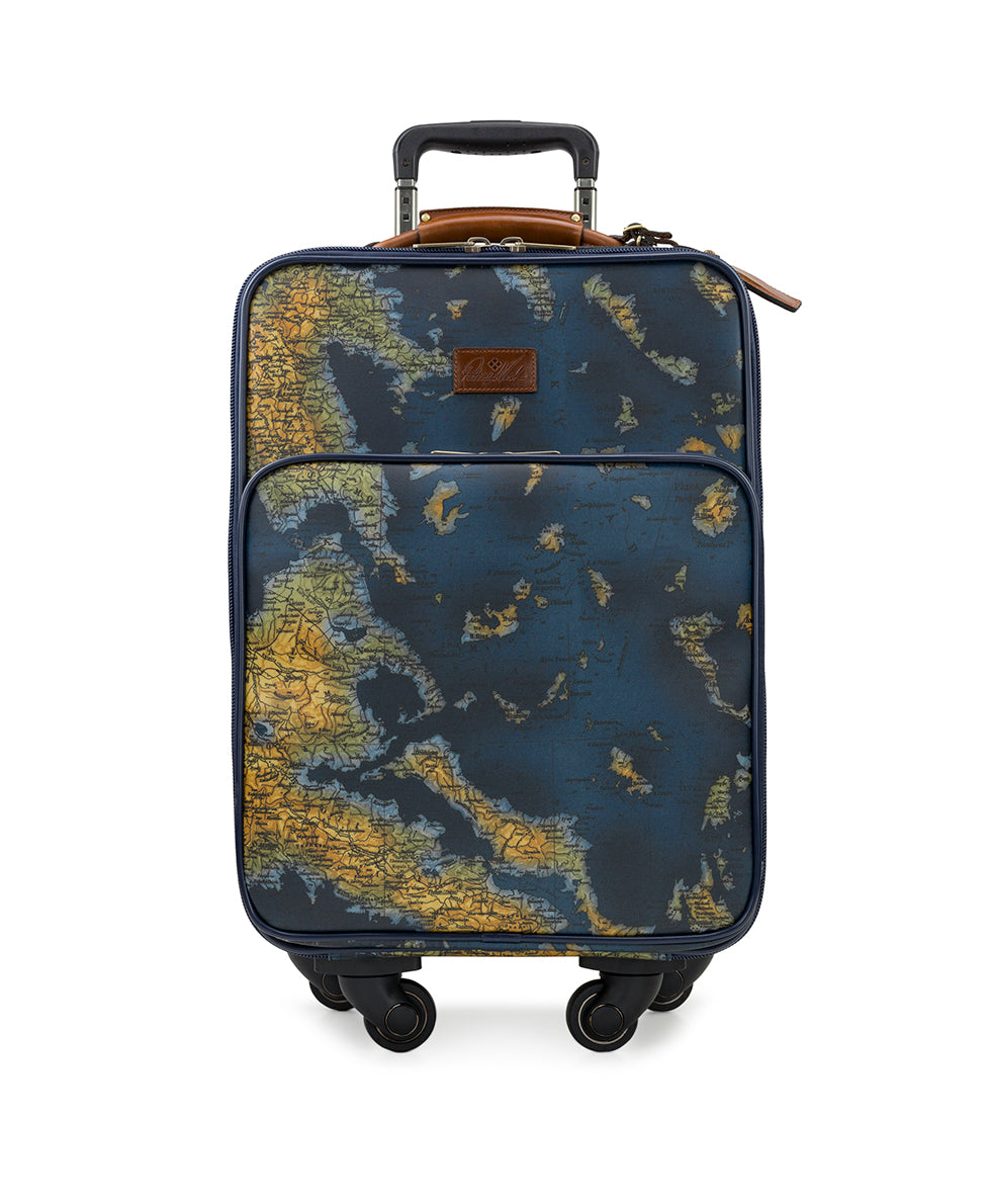 Vettore Trolley - Patina Coated Linen Canvas Greek Map - prairie rose - by Patricia Nash - View 1 of 5