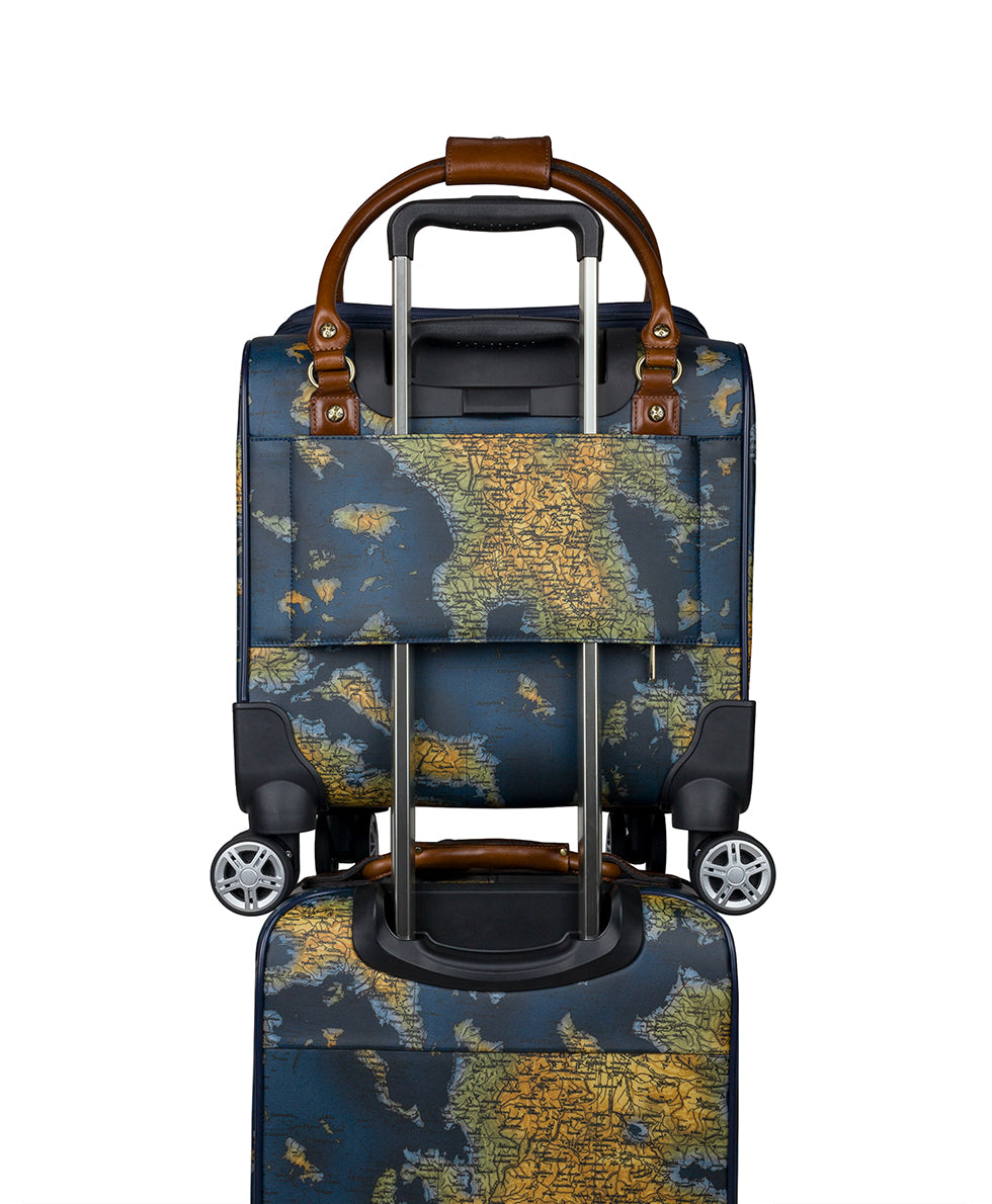 Vettore Trolley - Patina Coated Linen Canvas Greek Map - prairie rose - by Patricia Nash - View 4 of 5