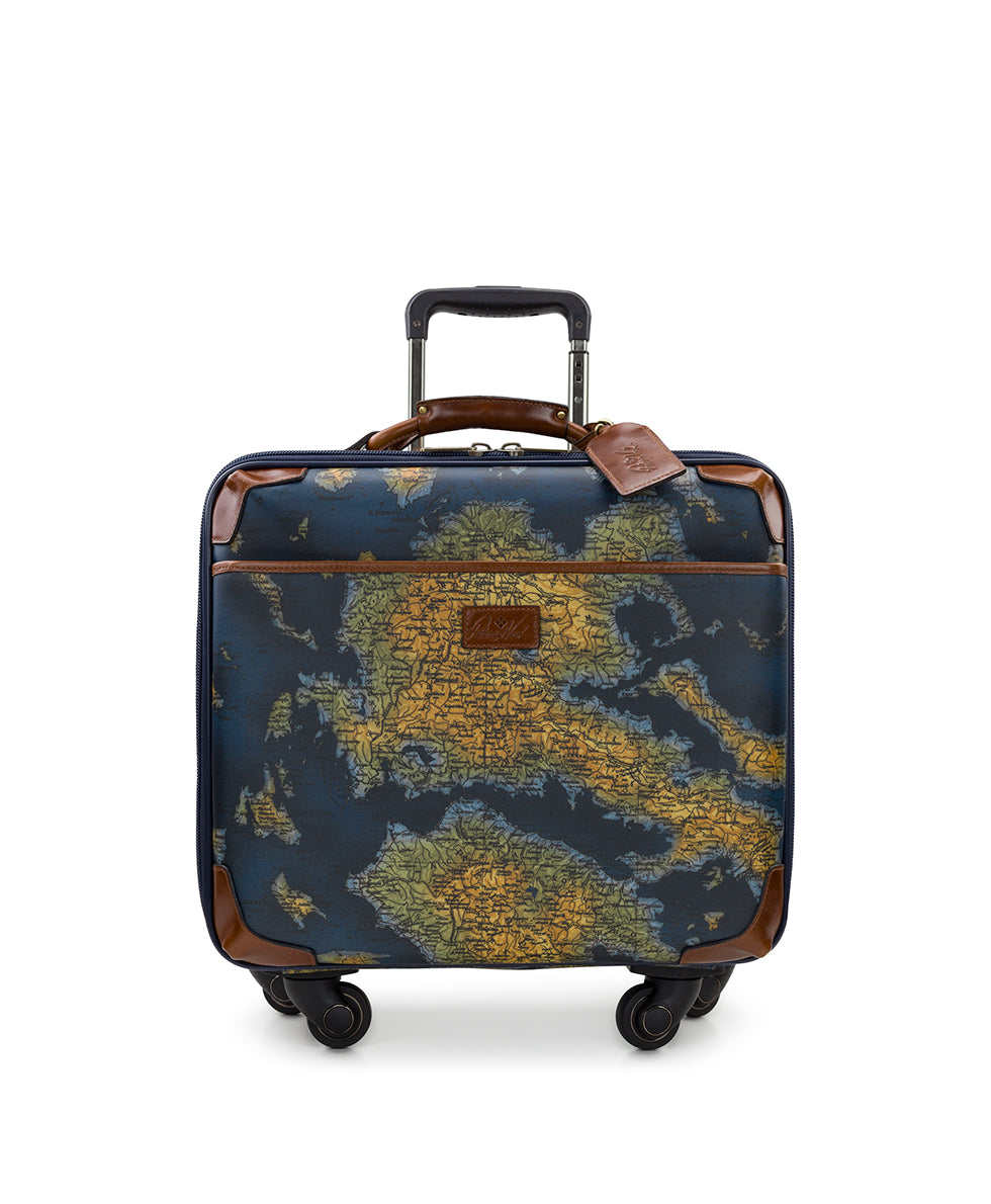 Female - Velino Trolley -  Patina Coated Linen Canvas Greek Map - greek map - by Patricia Nash - View 1 of 5