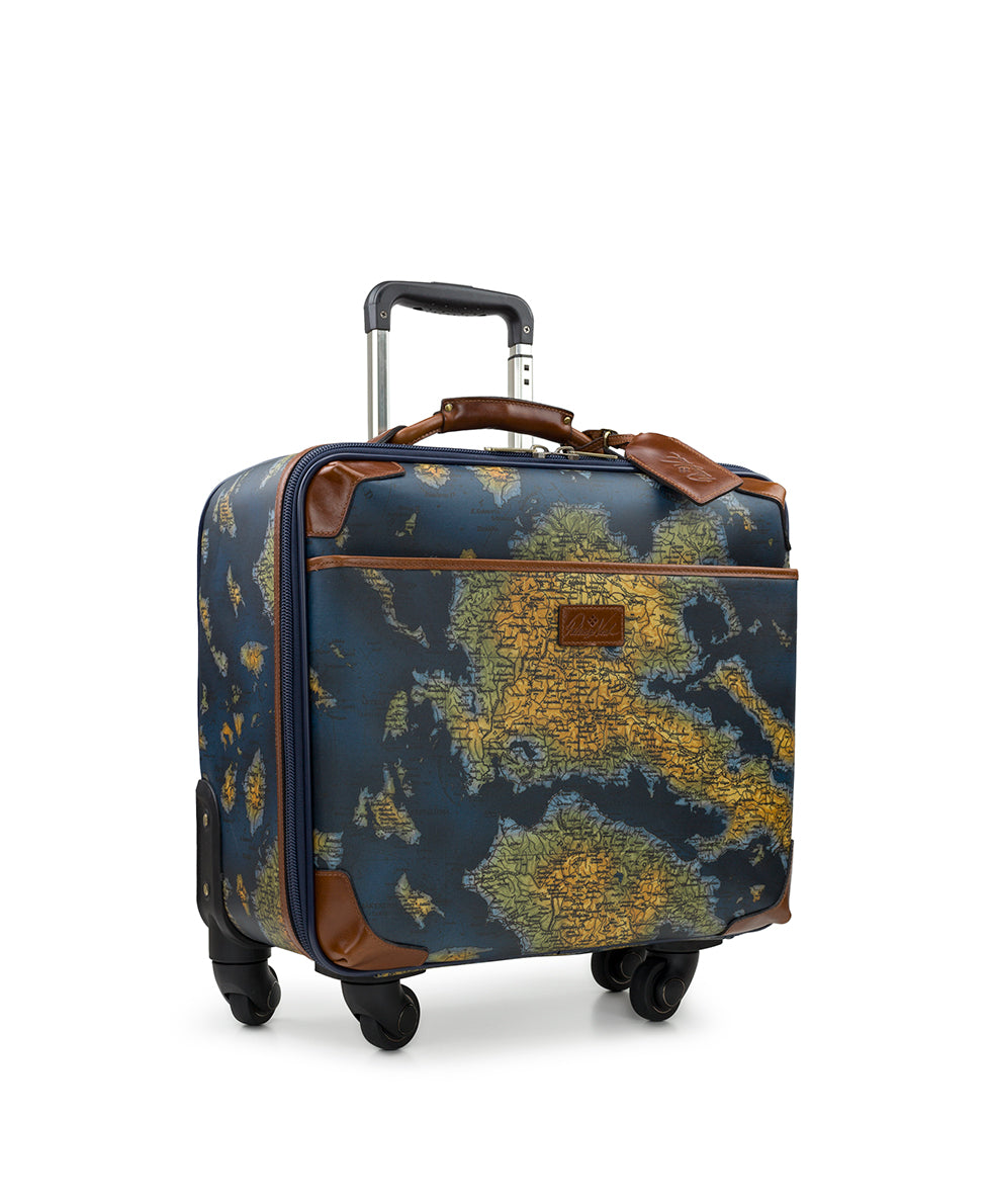 Female - Velino Trolley -  Patina Coated Linen Canvas Greek Map - greek map - by Patricia Nash - View 3 of 5