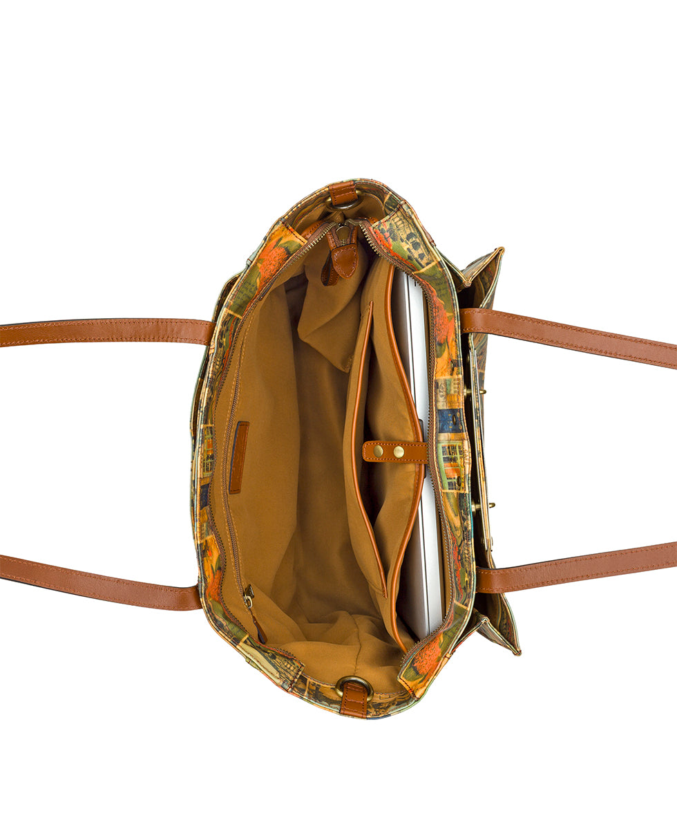 Female - Silvi Tote - Patina Coated Linen Canvas - Postcards From Paris - postcards from paris - by Patricia Nash - View 4 of 5