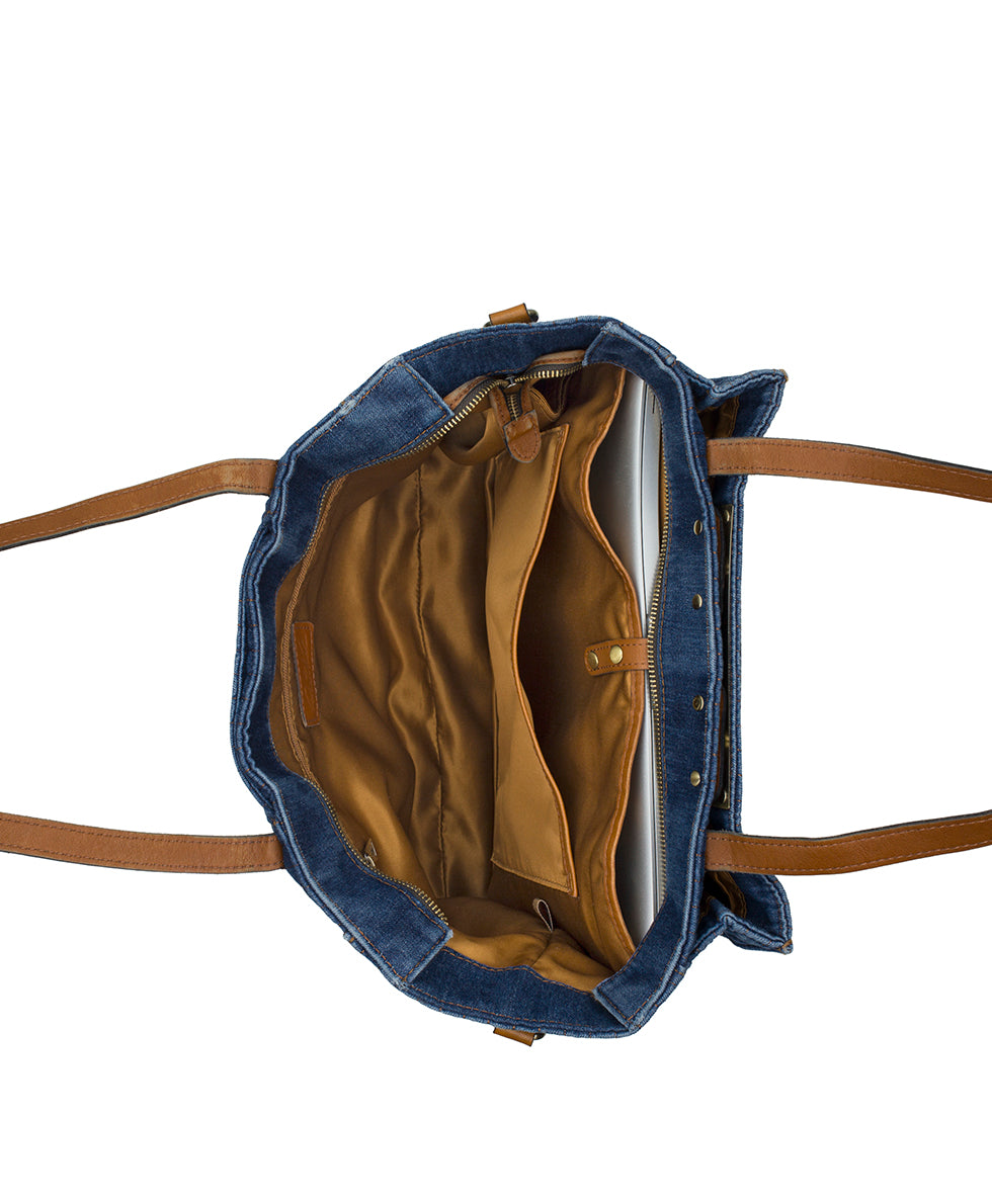 Female - Silvi Tote | Quilted Denim | Denim - denim - by Patricia Nash - View 5 of 9