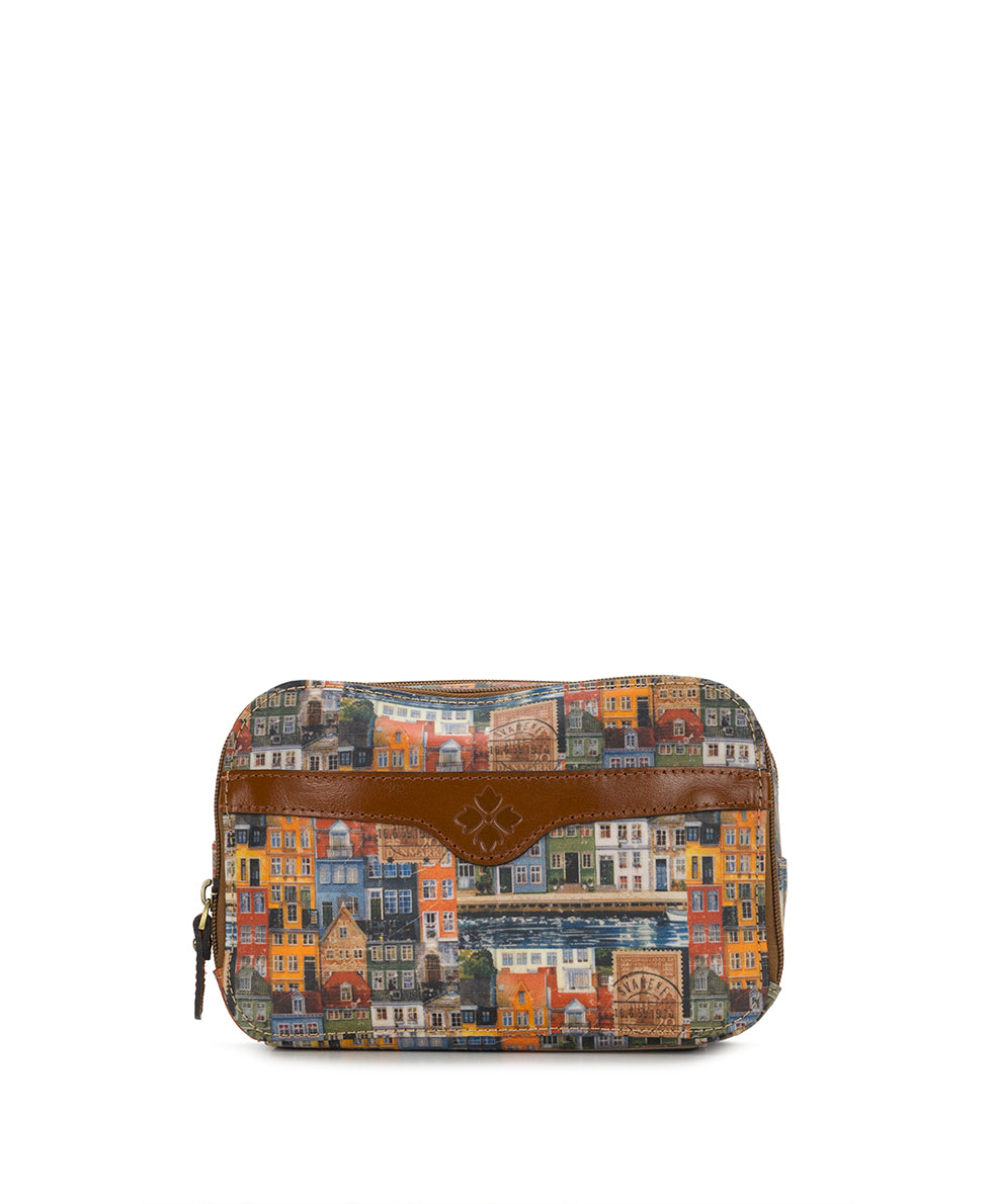 Female - Gabella Cosmetic Pouch | Homes Along The Coast of Bergen | Homes Along The Coast Of Bergen - homes along the coast of bergen - by Patricia Nash - View 1 of 4