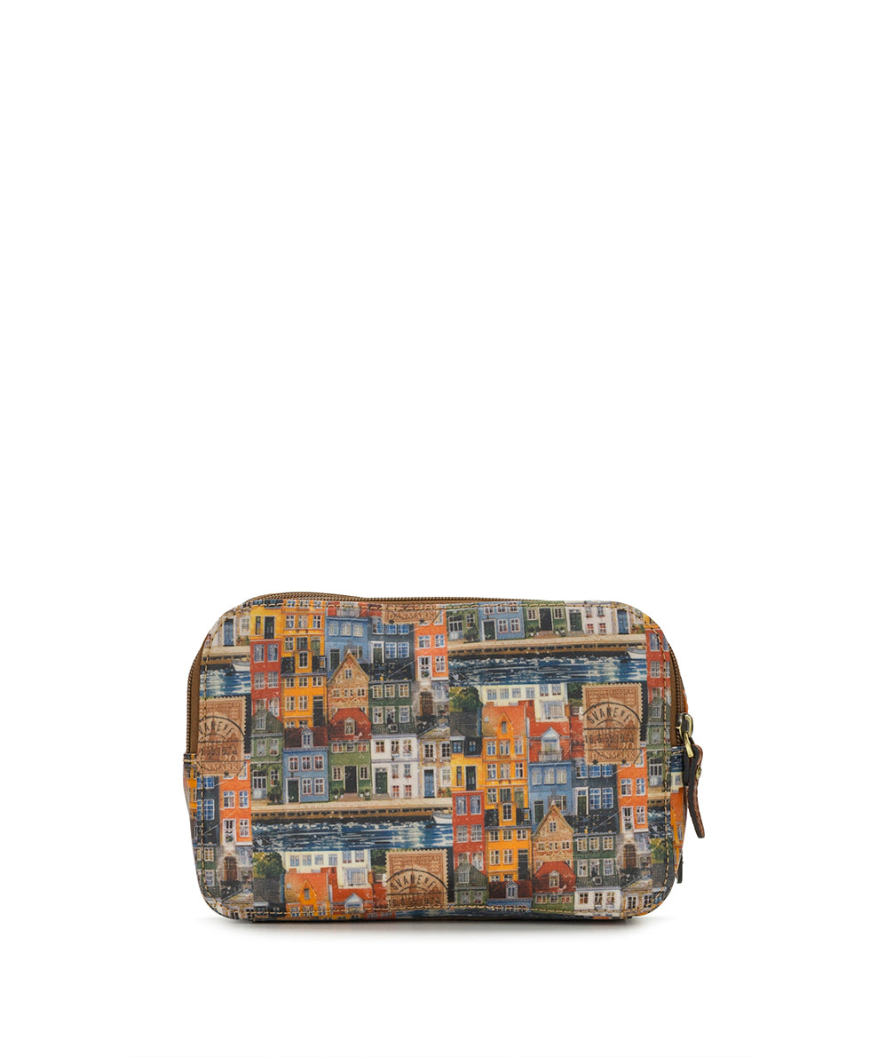 Female - Gabella Cosmetic Pouch | Homes Along The Coast of Bergen | Homes Along The Coast Of Bergen - homes along the coast of bergen - by Patricia Nash - View 2 of 4