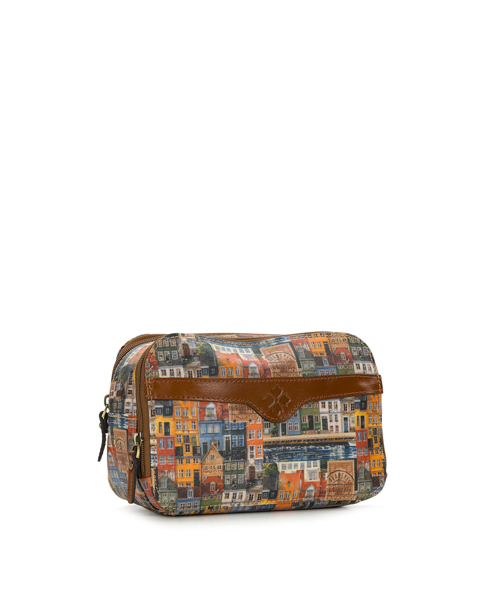 Female - Gabella Cosmetic Pouch | Homes Along The Coast of Bergen | Homes Along The Coast Of Bergen - homes along the coast of bergen - by Patricia Nash - View 3 of 4