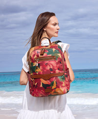 Karina Backpack - Patina Coated Linen Canvas — Spring Multi