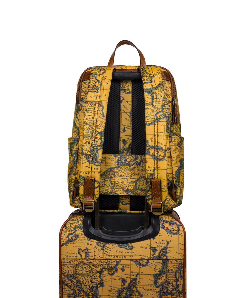 Karina Backpack -  Patina Coated Linen Canvas European Map Print - european map - by Patricia Nash - View 5 of 5