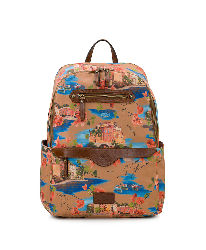Karina Backpack - Patina Coated Linen Canvas French Riviera