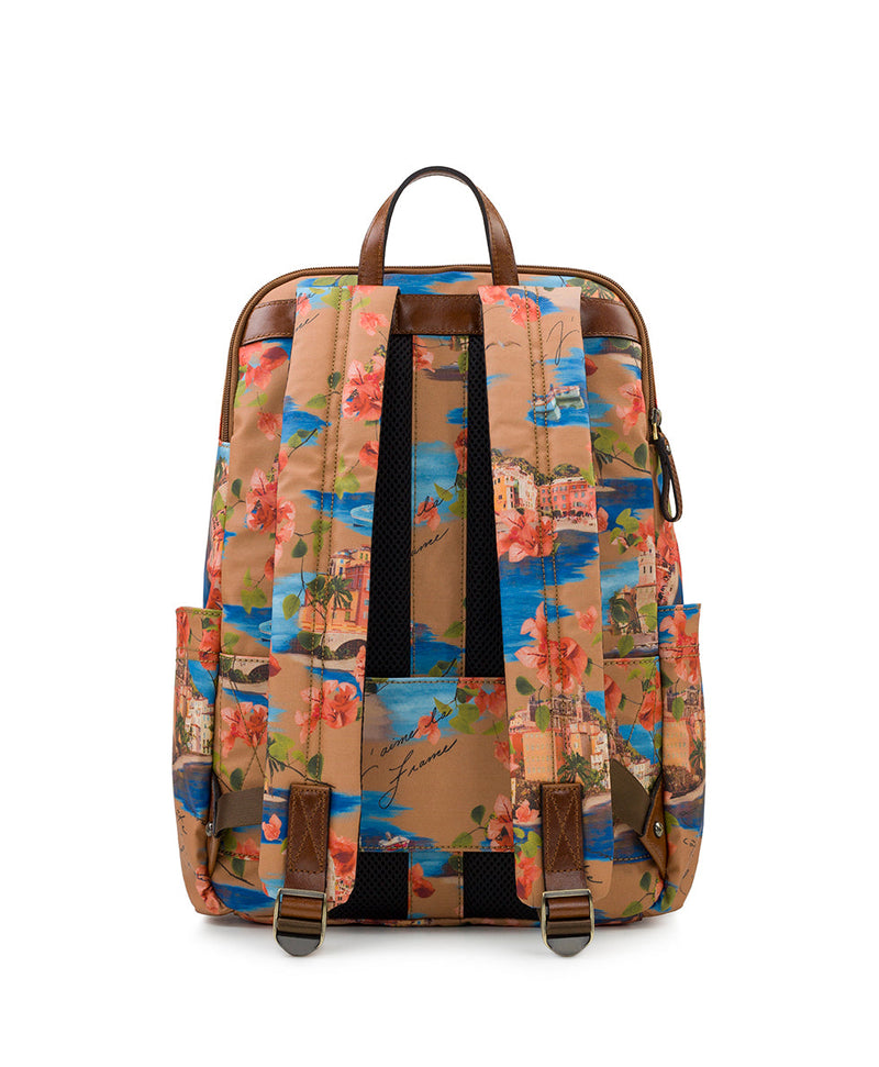 Karina Backpack Patina Coated Linen Canvas French Riviera Patricia Nash