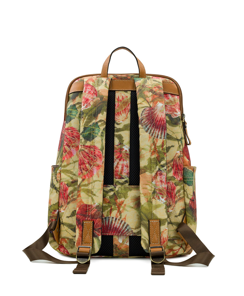 Karina Backpack Patina Coated Linen Canvas Seashells by the Seashore