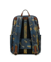 Karina Backpack -  Patina Coated Linen Canvas Greek Map