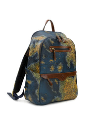 Karina Backpack -  Patina Coated Linen Canvas Greek Map