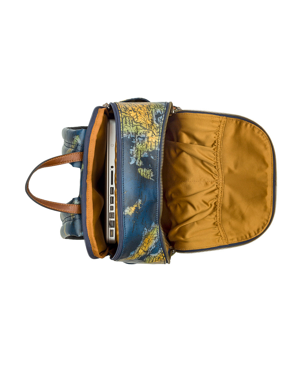 Female - Karina Backpack -  Patina Coated Linen Canvas – Greek Map - greek map - by Patricia Nash - View 4 of 5