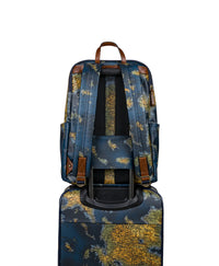 Karina Backpack -  Patina Coated Linen Canvas Greek Map