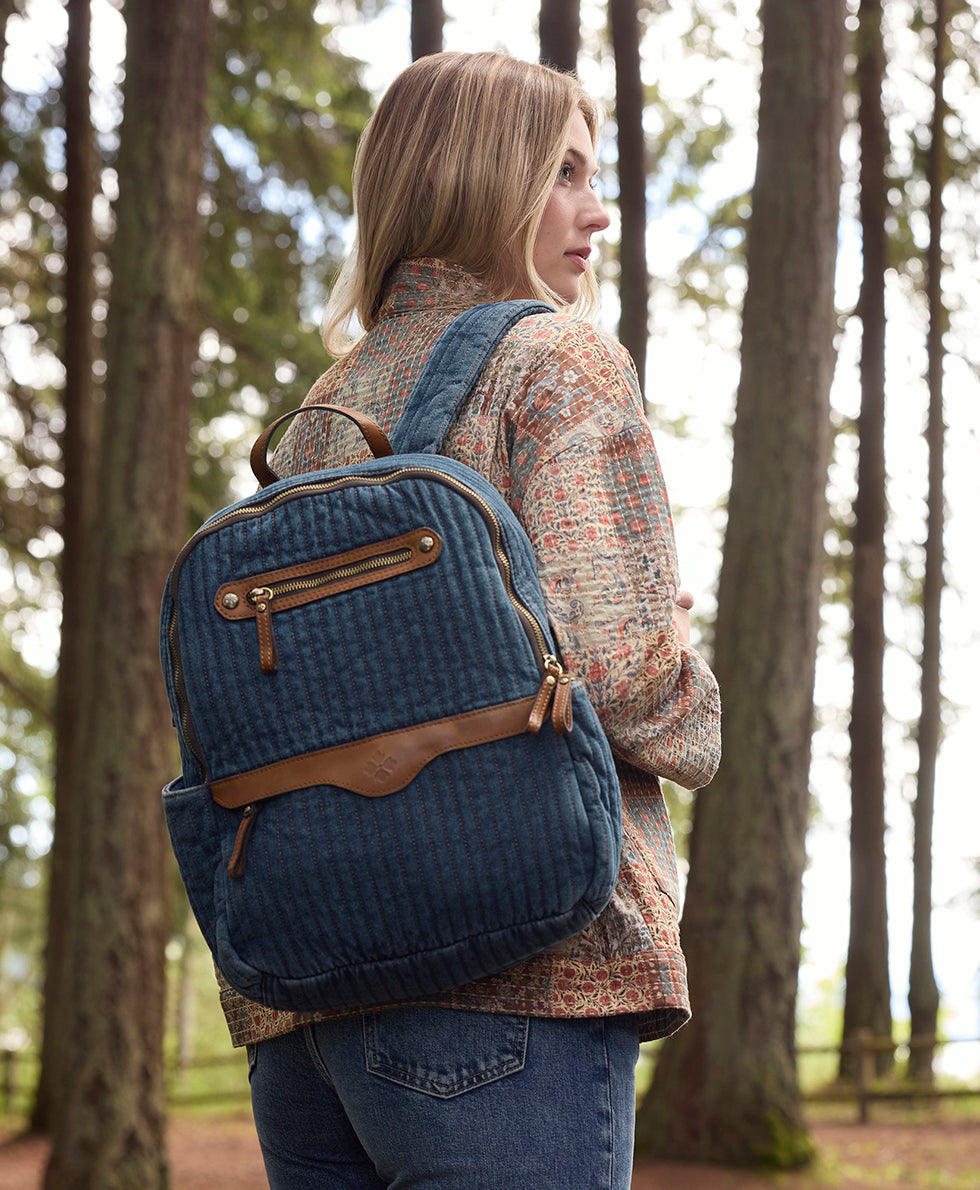 Female - Karina Backpack | Quilted Denim | Denim - denim - by Patricia Nash - View 6 of 7