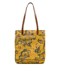 Alina Tote - Patina Coated Linen Canvas European Map Print