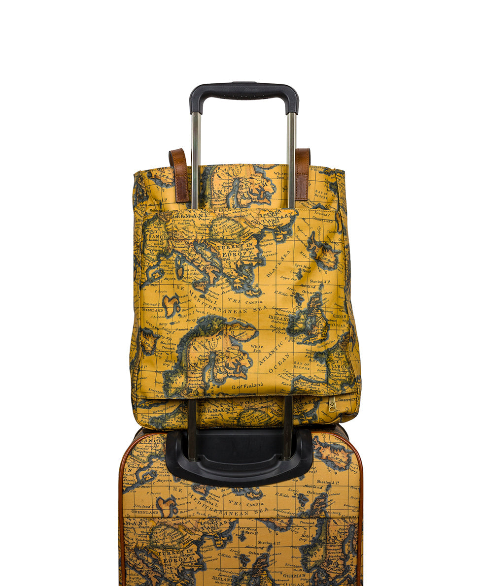 Alina Tote - Patina Coated Linen Canvas European Map Print - european map - by Patricia Nash - View 5 of 5